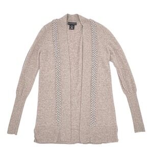 Sofiacashmere Women's XS 100% Cashmere Beige Open Front Cardigan Sweater
